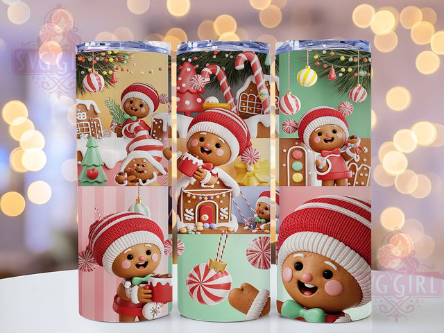 Sweet Cute Gingerbread Christmas Tumbler, Christmas Cookie Wrap, Holiday Baking Sublimation, Festive Treat Cup, 20Oz Skinny Tumbler Wrap, Cute Gingerbread Mug, Sweet Holiday Design Sublimation SvggirlplusArt 