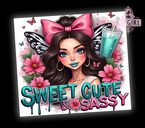 Sweet Cute & Sassy, Coquette Tumbler, 20oz Tumbler Wrap, Sublimation PNG, Girly Tumbler Design, Fun and Sassy Quotes, Digital Download Sublimation SvggirlplusArt 