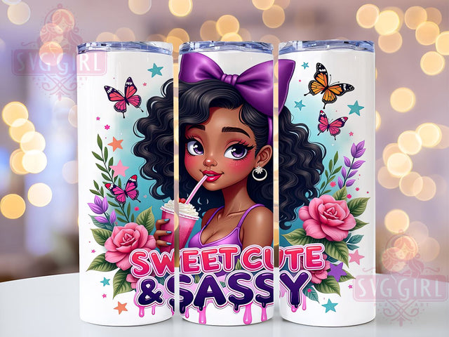Sweet Cute & Sassy, Coquette Tumbler, 20oz Tumbler Wrap, Sublimation PNG, Girly Tumbler Design, Fun and Sassy Quotes, Digital Download Sublimation SvggirlplusArt 