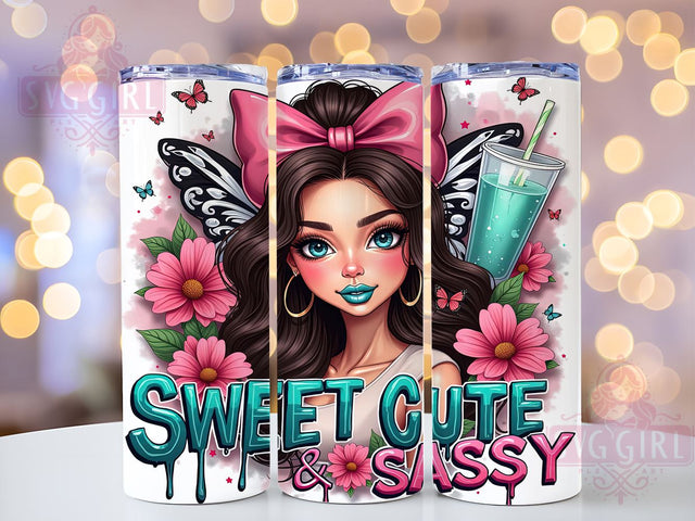 Sweet Cute & Sassy, Coquette Tumbler, 20oz Tumbler Wrap, Sublimation PNG, Girly Tumbler Design, Fun and Sassy Quotes, Digital Download Sublimation SvggirlplusArt 