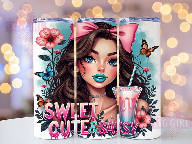 Sweet Cute & Sassy, Coquette Tumbler, 20oz Tumbler Wrap, Sublimation PNG, Girly Tumbler Design, Fun and Sassy Quotes, Digital Download Sublimation SvggirlplusArt 
