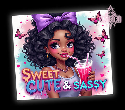 Sweet Cute & Sassy, Coquette Tumbler, 20oz Tumbler Wrap, Sublimation PNG, Girly Tumbler Design, Fun and Sassy Quotes, Digital Download Sublimation SvggirlplusArt 