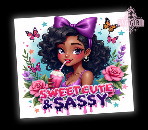Sweet Cute & Sassy, Coquette Tumbler, 20oz Tumbler Wrap, Sublimation PNG, Girly Tumbler Design, Fun and Sassy Quotes, Digital Download Sublimation SvggirlplusArt 