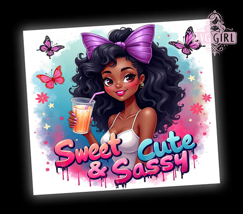 Sweet Cute & Sassy, Coquette Tumbler, 20oz Tumbler Wrap, Sublimation PNG, Girly Tumbler Design, Fun and Sassy Quotes, Digital Download Sublimation SvggirlplusArt 