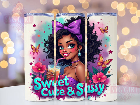 Sweet Cute & Sassy, Coquette Tumbler, 20oz Tumbler Wrap, Sublimation PNG, Girly Tumbler Design, Fun and Sassy Quotes, Digital Download Sublimation SvggirlplusArt 