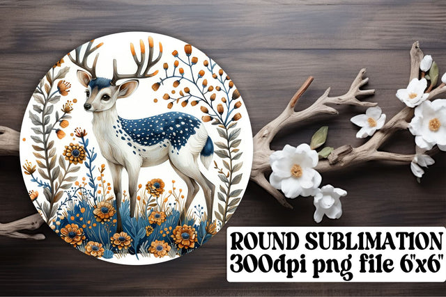 Sweet Deer & Flower Sublimation Wrap Round Design Sublimation afrosvg 