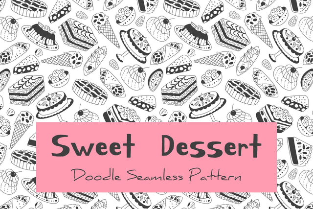 Sweet Dessert Doodle Seamless Pattern & Digital Paper PNG Digital Pattern Rin Green 