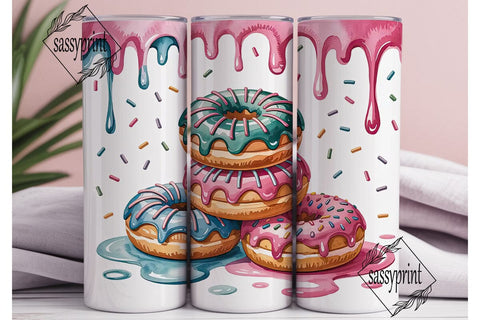 Sweet Donut Trio 20oz Tumbler Wrap Sublimation sassyprint 