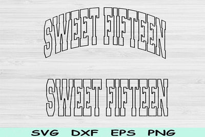 Sweet Fifteen Svg Cut Files, 15th Birthday Svg Files For Cricut, Teenager Svg, Sweet Fifteen Png, Fifteenth Svg Block Text Svg Sublimation SVG TiffsCraftyCreations 