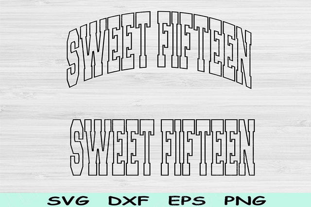 Sweet Fifteen Svg Cut Files, 15th Birthday Svg Files For Cricut, Teenager Svg, Sweet Fifteen Png, Fifteenth Svg Block Text Svg Sublimation SVG TiffsCraftyCreations 