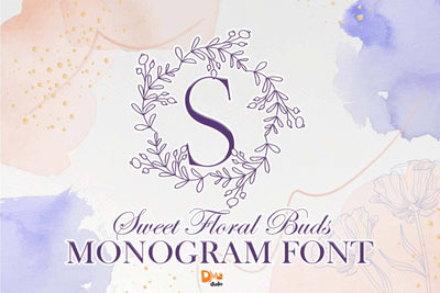 Sweet Floral Buds Monogram Font Dm Letter Studio 