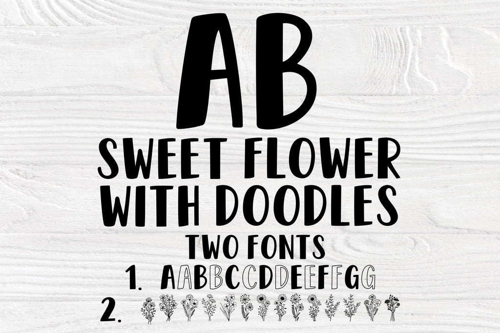 Sweet Flower Font SVG | Doodles Font Duo | OTF, TTF Files - So Fontsy