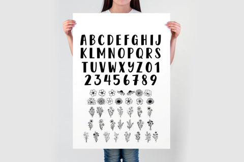 Sweet Flower Font SVG | Doodles Font Duo | OTF, TTF Files Font TonisArtStudio 