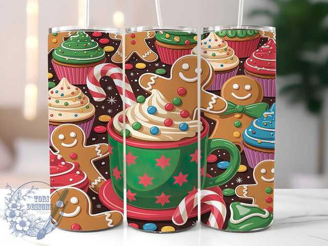Sweet Gingerbread Christmas Tumbler, Holiday Wrap, 20oz Tumbler Sublimation, Festive Gingerbread Design, Sweet Christmas Sublimation, Cozy Winter Tumbler, Cute Holiday Wrap Sublimation ToriDesigns 