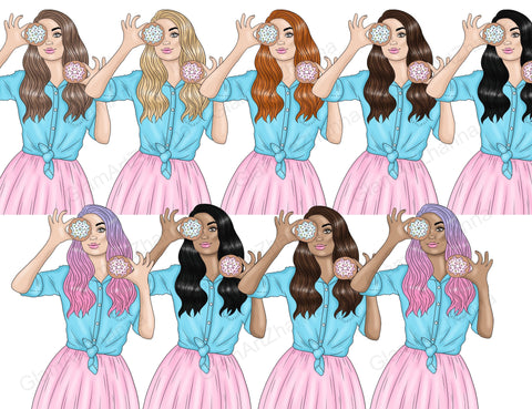 Sweet Girl GIRLS Cozy Home Valentines Stickers - PNG files SVG GlamArtZhanna 