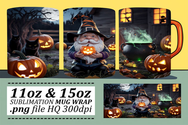 Sweet Gnome Halloween Mug Wrap Sublimation afrosvg 