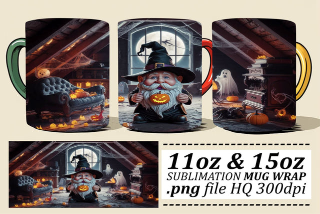 Sweet Gnome Mug Wrap for Halloween 11oz Sublimation afrosvg 