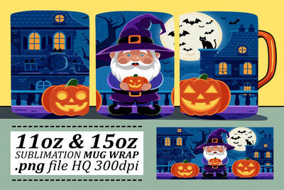 Sweet Gnome Mug Wrap for Halloween 15oz Sublimation afrosvg 