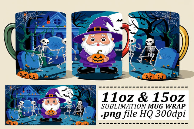 Sweet Halloween Gnome Mug Wrap Design Sublimation afrosvg 