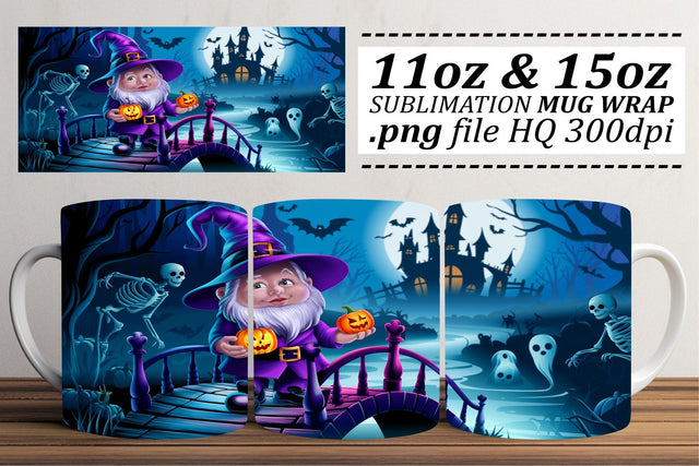 Sweet Halloween Gnome Mug Wrap Sublimation afrosvg 