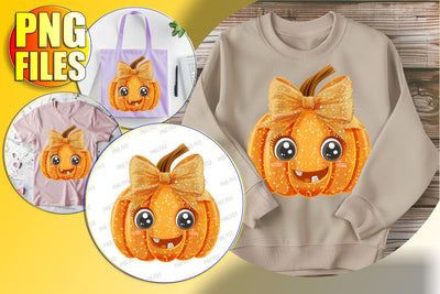 Sweet Halloween Pumpkin Clipart with Bow - Fall Sublimation Sublimation afrosvg 