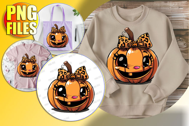 Sweet Halloween Pumpkin with Bow Sublimation Clipart Sublimation afrosvg 
