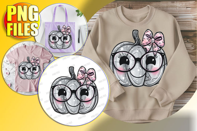 Sweet Halloween Pumpkin with Bow Sublimation Design Sublimation afrosvg 