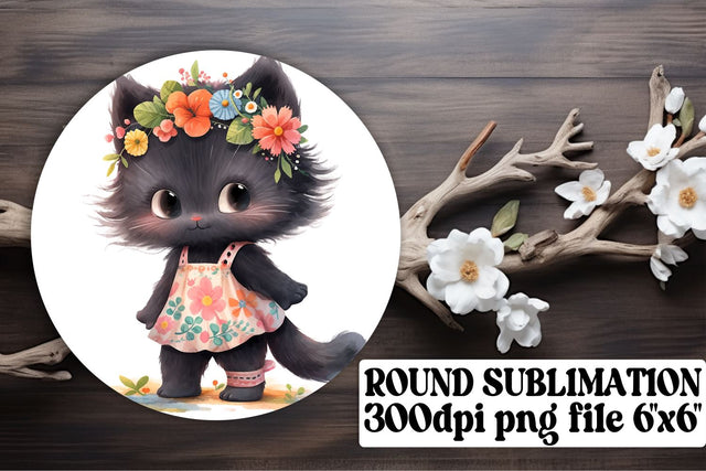 Sweet Kitty Circle Prints for Crafting Adventures Sublimation afrosvg 