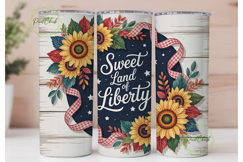 Sweet Land of Liberty 20oz Tumbler Wrap Sublimation PixelChick 