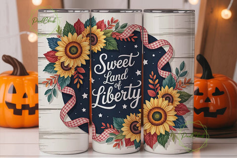 Sweet Land of Liberty 20oz Tumbler Wrap Sublimation PixelChick 
