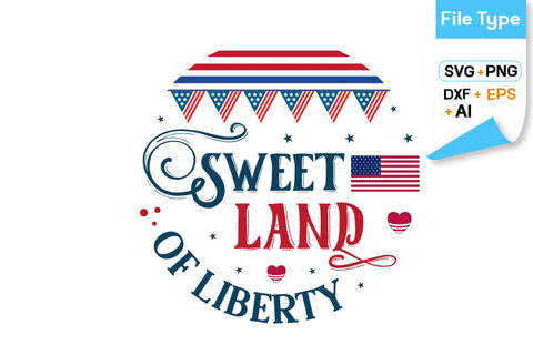 Sweet Land Of Liberty Round Sign SVG Design, 4th of july SVG Design, SVGs,Quotes and Sayings,Food & Drink,On Sale, Print & Cut SVG DesignPlante 503 