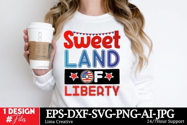 Sweet Land Of Liberty SVG Cut File, 4th Of July T-shirt Design, 4th Of July Sublimation Design, American Graphic Illustration Design, SVG Insomnia Std 