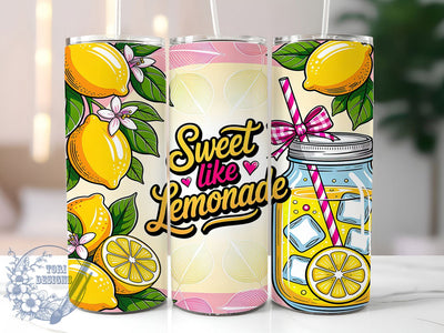 Sweet Like Lemonade 20oz Tumbler Wrap, Lemonade Theme, Sweet Vibes, Fruit Motif, Summer Pattern, Bright Charm, Skinny Tumbler, Sublimation PNG Sublimation ToriDesigns 