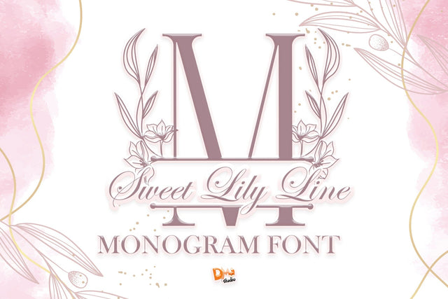 Sweet Lily Line Monogram Font Dm Letter Studio 