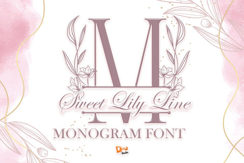 Sweet Lily Line Monogram Font Dm Letter Studio 