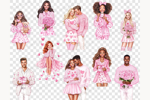 Sweet Love Valentine Clipart | Pink Couple Romantic PNGs SVG GlamArtZhanna 