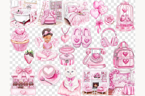 Sweet Love Valentine Clipart | Pink Couple Romantic PNGs SVG GlamArtZhanna 