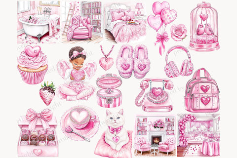 Sweet Love Valentine Clipart | Pink Couple Romantic PNGs SVG GlamArtZhanna 