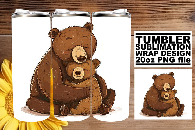 Sweet Mama Bear Affection Sublimation Cup Wrap - Wrap Mom in Love and Gratitude Sublimation afrosvg 