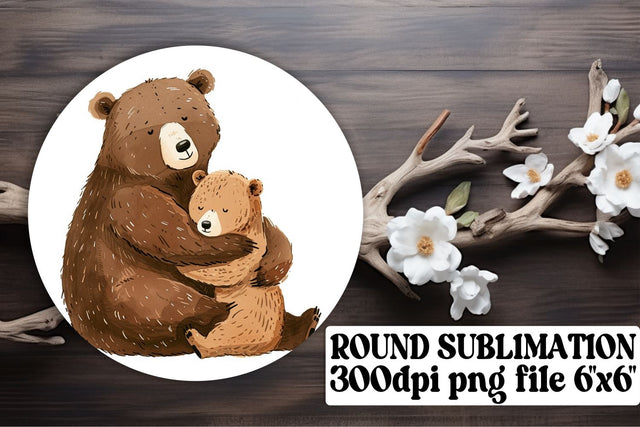 Sweet Mama Bear Car Coaster Sublimation, Adorable Mother's Day Pattern Sublimation afrosvg 