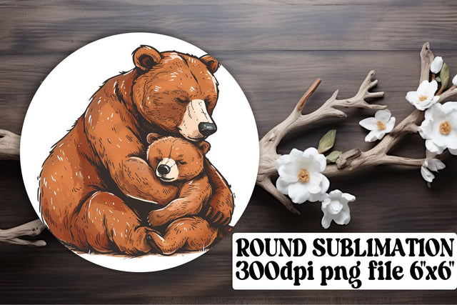 Sweet Mother's Day Bear Keychain, Cute Watercolor Mama Bear Design Sublimation afrosvg 