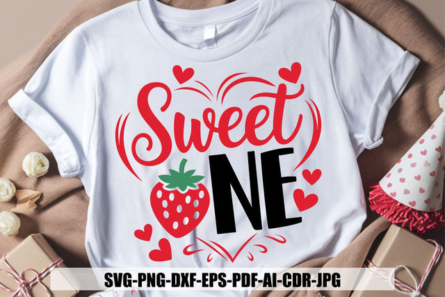 Sweet One SVG, First Birthday Cut File, Strawberry Party SVG TonisArtStudio 
