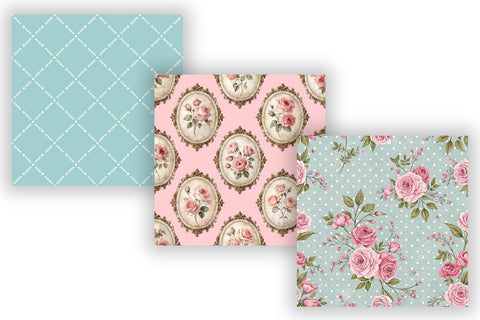 Sweet Peony Shabby Chic Digital Paper, Seamless Watercolor Floral Pattern Pack, Printable Scrapbook Paper, Rose Design Bundle Digital Pattern FloridPrintables 