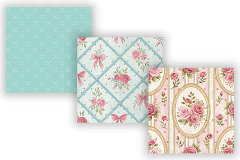 Sweet Peony Shabby Chic Digital Paper, Seamless Watercolor Floral Pattern Pack, Printable Scrapbook Paper, Rose Design Bundle Digital Pattern FloridPrintables 
