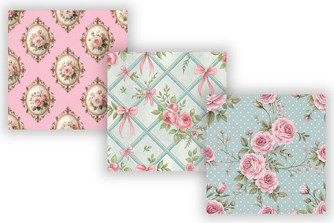Sweet Peony Shabby Chic Digital Paper, Seamless Watercolor Floral Pattern Pack, Printable Scrapbook Paper, Rose Design Bundle Digital Pattern FloridPrintables 