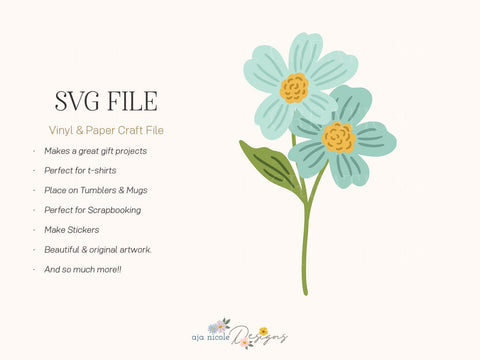 Sweet Petals – Whimsical Blue Flower SVG Cut File SVG Aja Nicole Designs 
