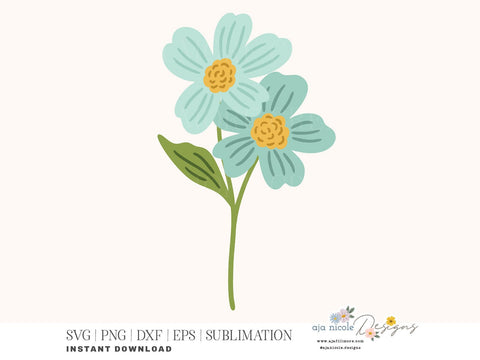 Sweet Petals – Whimsical Blue Flower SVG Cut File SVG Aja Nicole Designs 