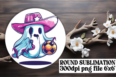 Sweet Pink Ghost Halloween Round Design Sublimation Keychain Sublimation afrosvg 