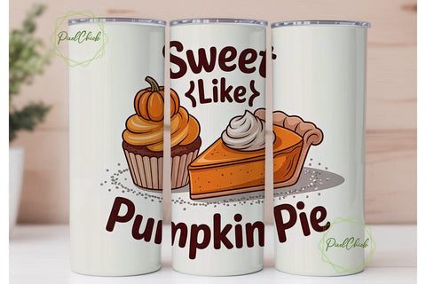 Sweet Pumpkin Pie 20oz Tumbler Wrap Sublimation PixelChick 