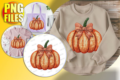 Sweet Pumpkin with Bow for Halloween Sublimation PNG Sublimation afrosvg 